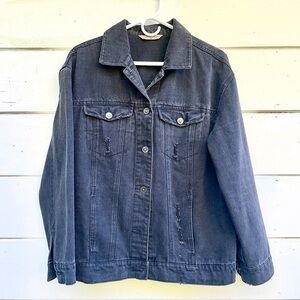 Highway Jeans‎ Distressed Black Denim Jacket Medium